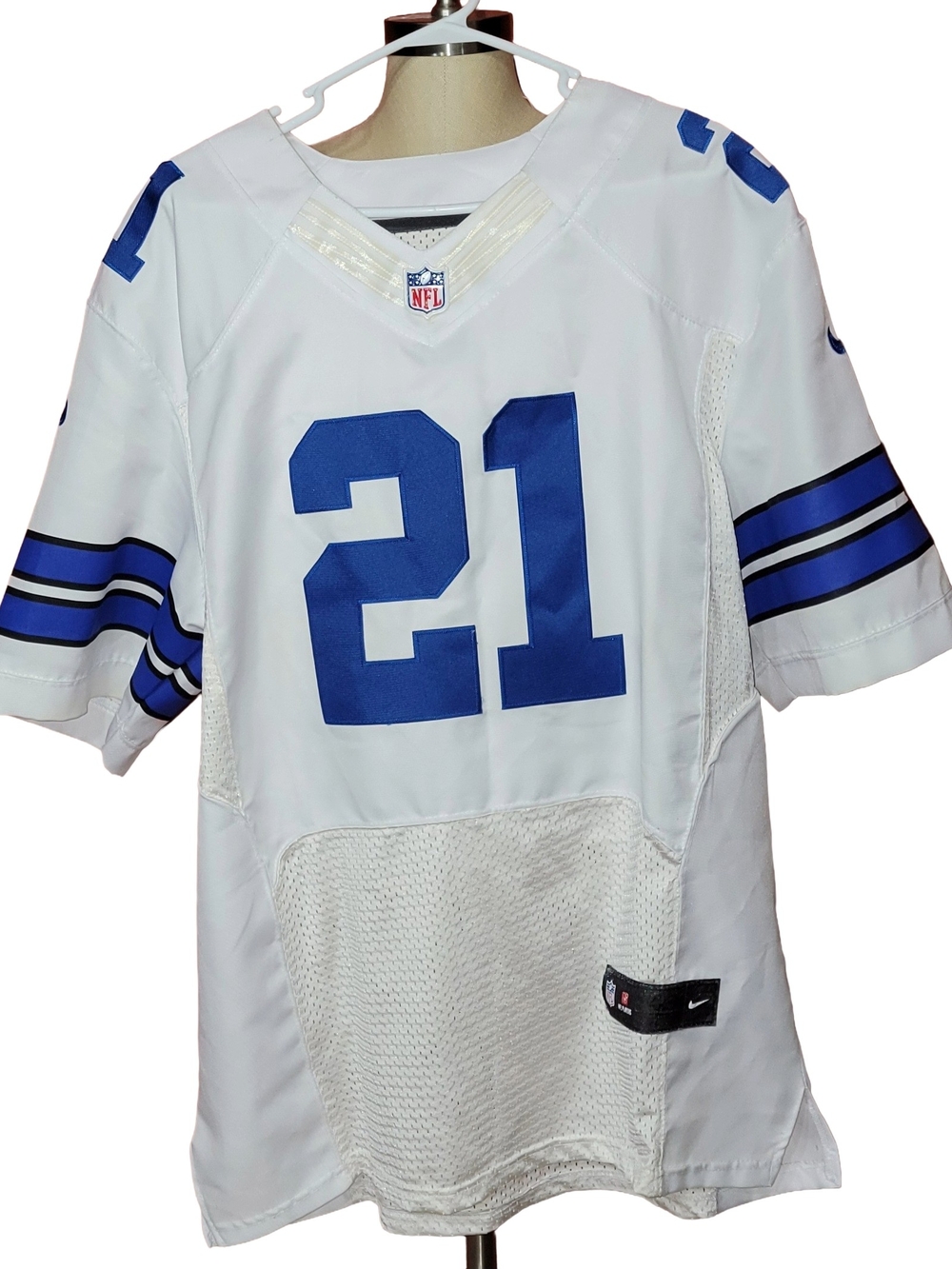 Nike On Field Dallas Cowboys Ezekiel Elliott #21 White/Blue  NFL Jersey Sz 48